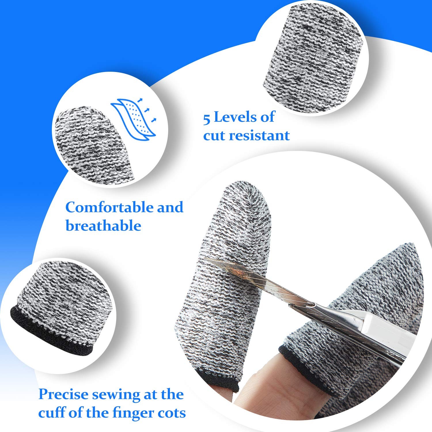 Honoson 20 Pieces Cut Resistant Finger Cots Protection 20 Count (Pack of 1)