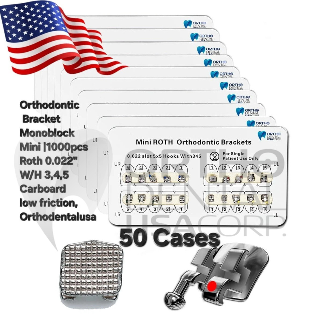 Set x 30, 50, 100 Orthodontic Brackets Monoblock Base Roth 0.22″ Orthodentalusa