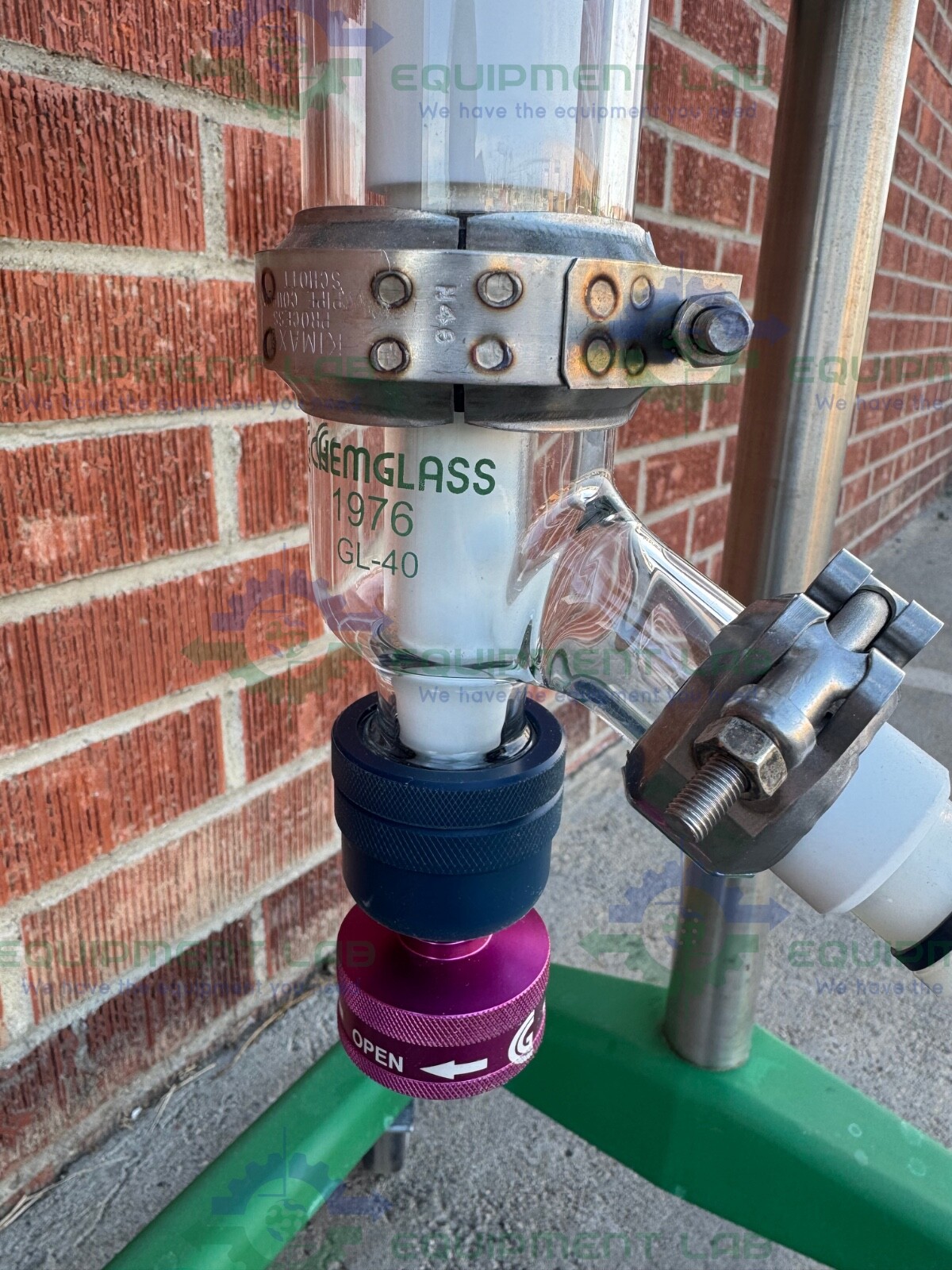 Chemglass 30 Liter Glass Reactor w/ Chemglass Overhead 1/4 HP Stirrer