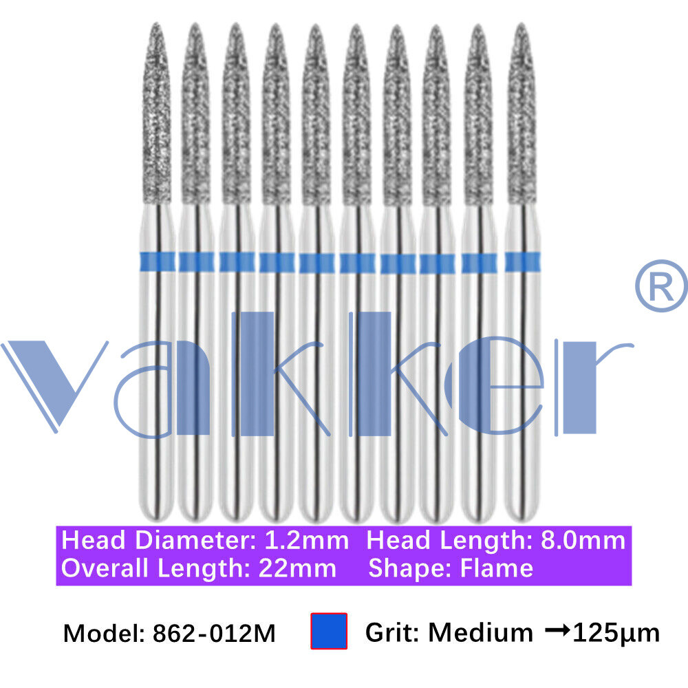 10pc/pk Diamond Burs FG Flame Super Fine Medium Coarse Grit High Speed 862 863