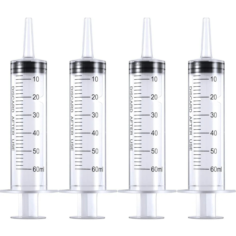 4 Pack 20Ml 60Ml Large Capacity Syringe Syringes Pump Plastic Syringe Measuring