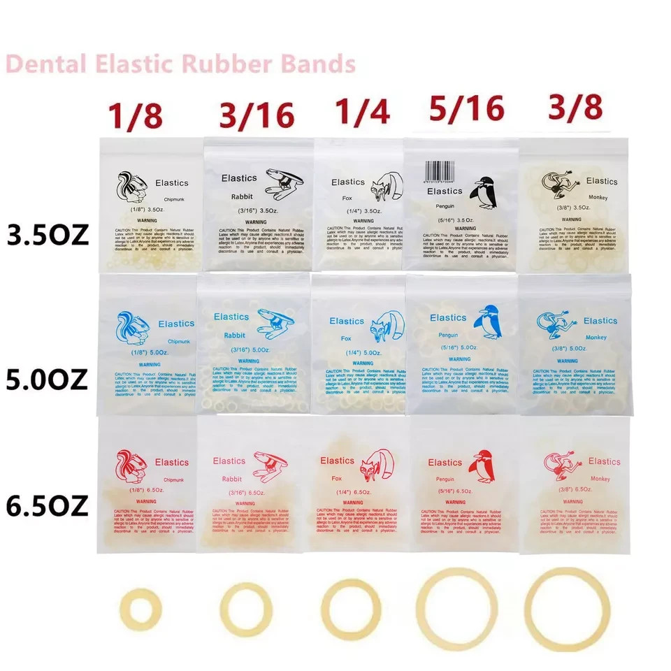 5000pcs Dental Ortho Elastic Rubber Bands Latex Braces Zoo Pack 3.5/5.0/6.5 OZ