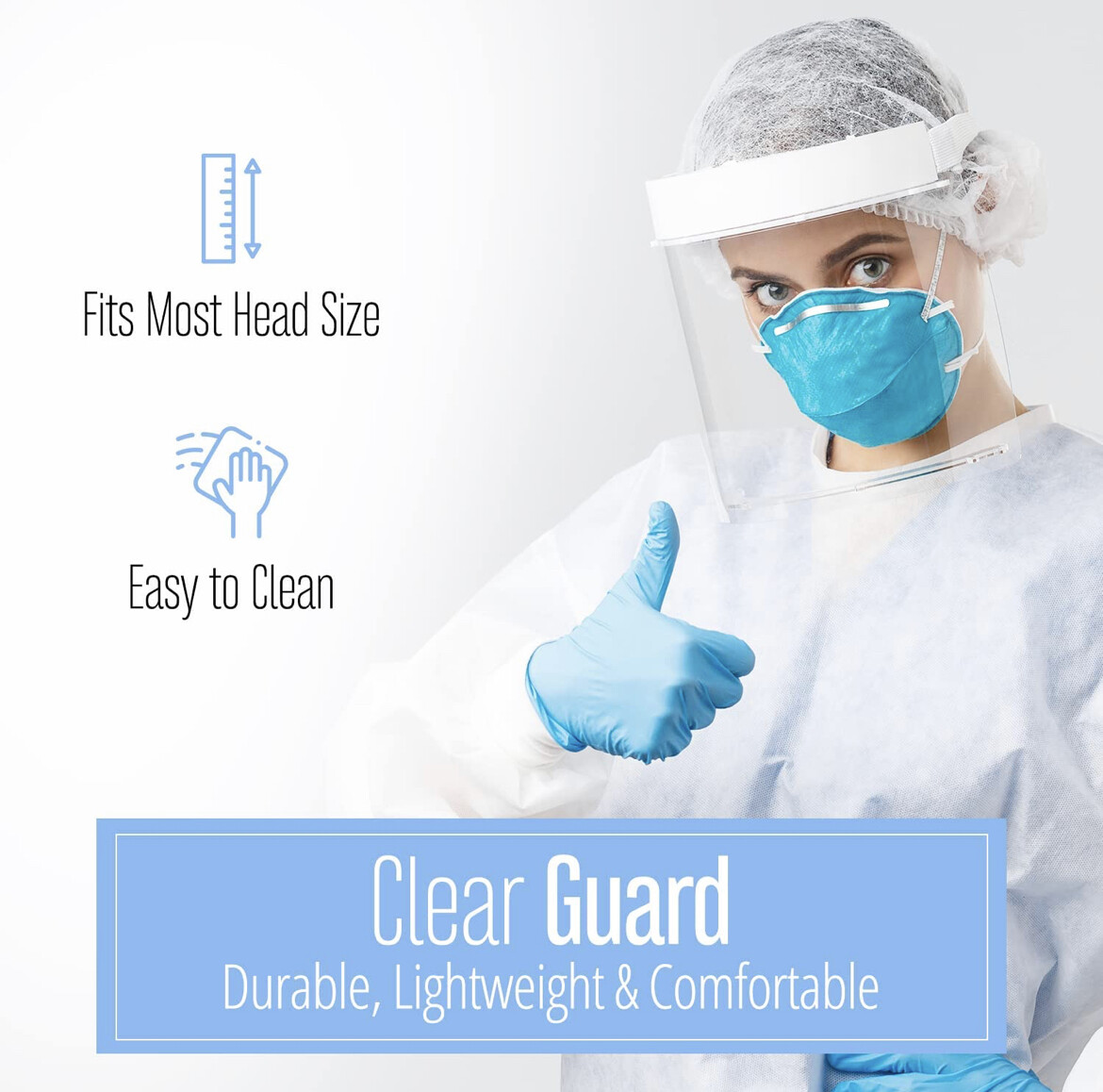 50 Pack Safety Full Face Shield Clear Protector Mask Dental Anti-Fog Reusable