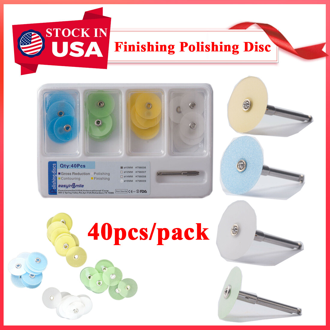 40Pcs Dental Disc Metal Composite Spiral Discs Finishing Polishing Wheel Mandrel