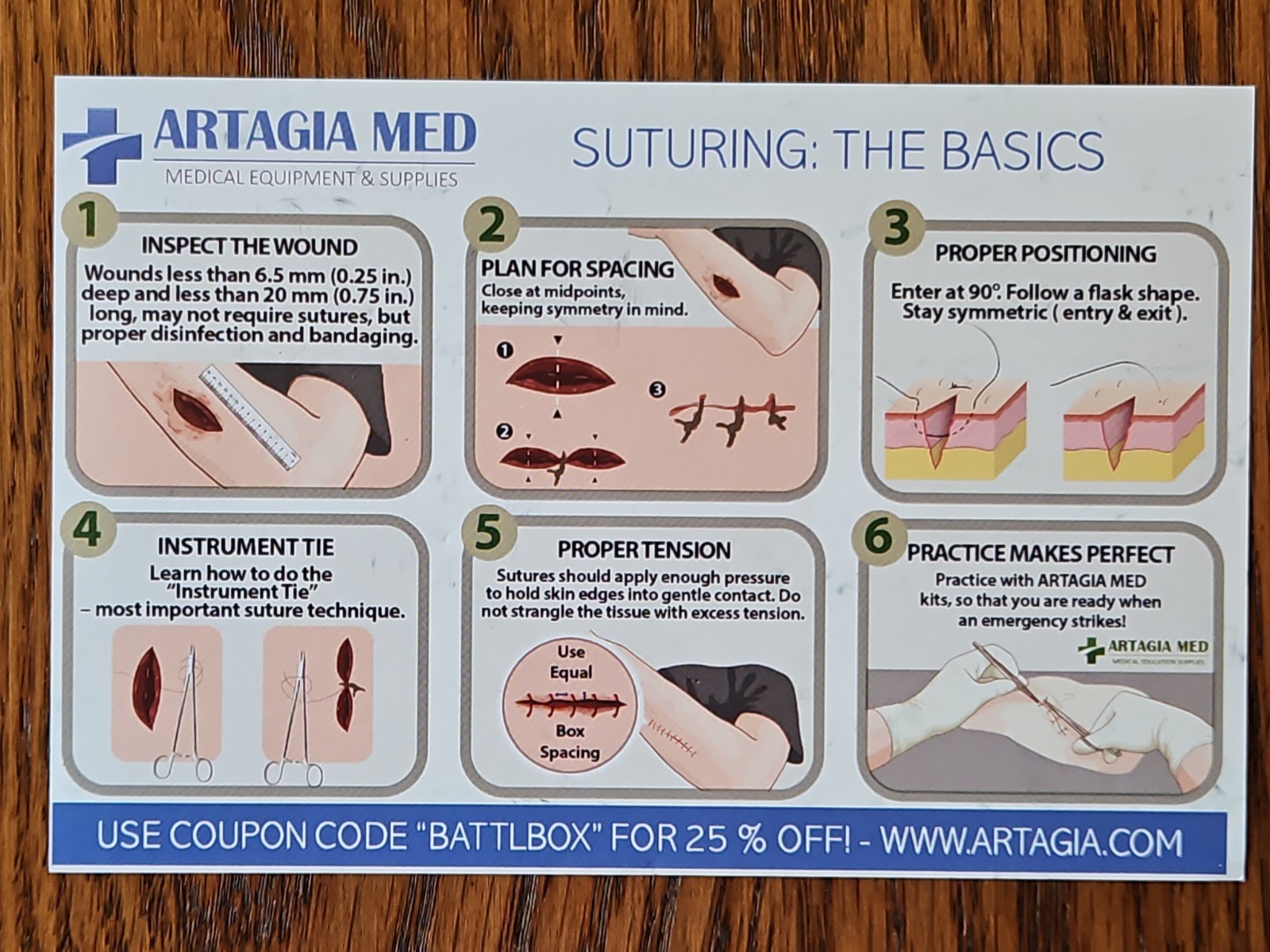 Artagia Med Survival Suture Training Kit – 25 Pieces 2nd Generation Model – NEW