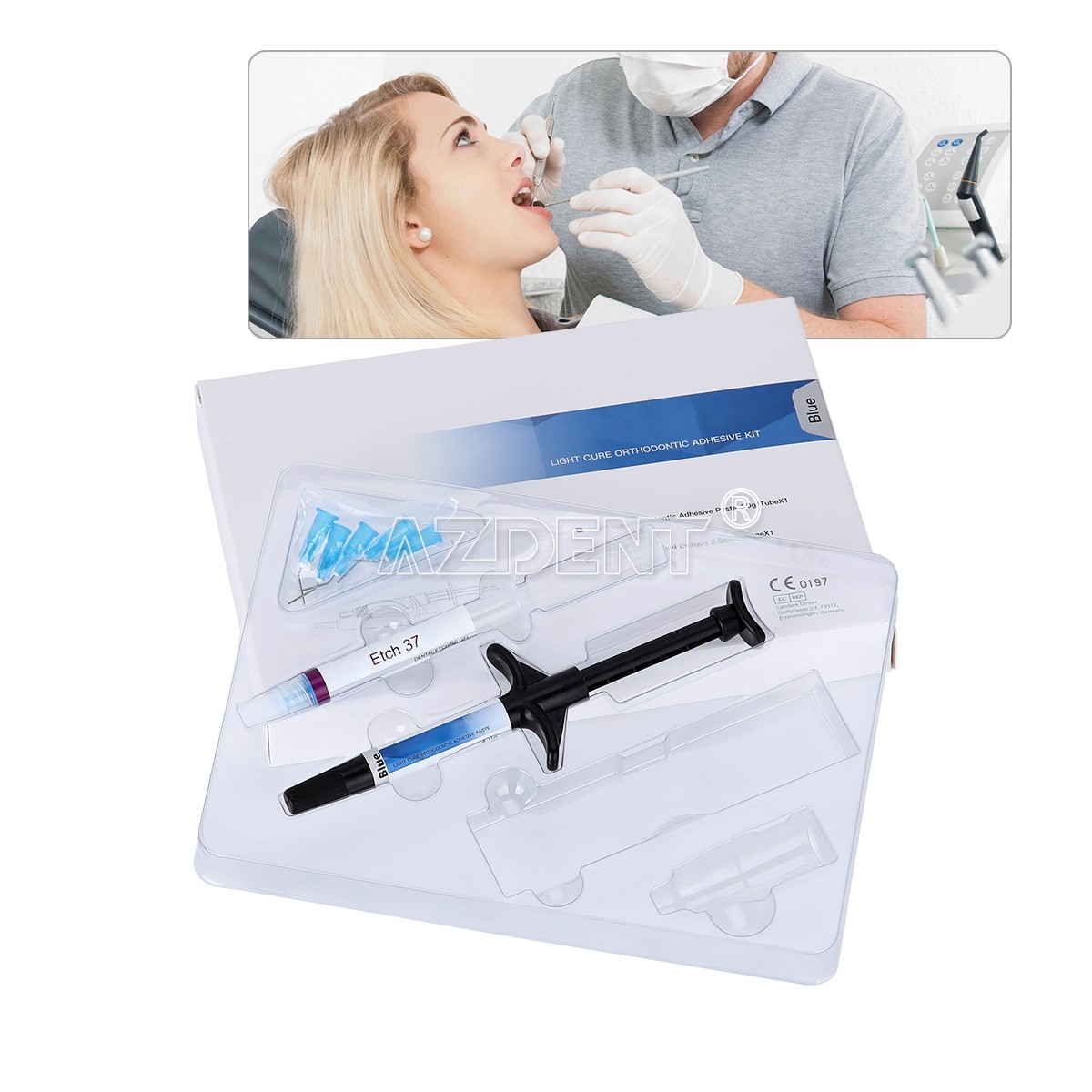 Dental Light Cure Orthodontic Adhesive Kit Blue Open bite and ortho band bonding