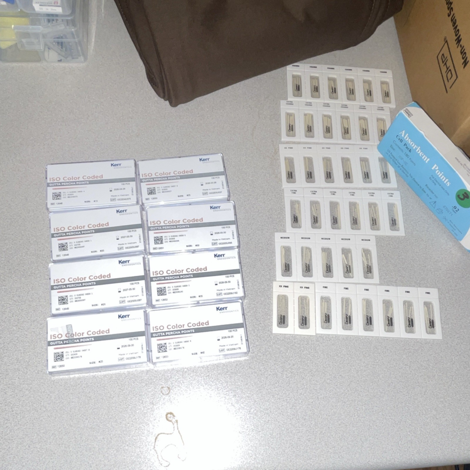 Kerr ISO Color Coded Gutta Percha Points #15-40 Assorted Dental Sizes