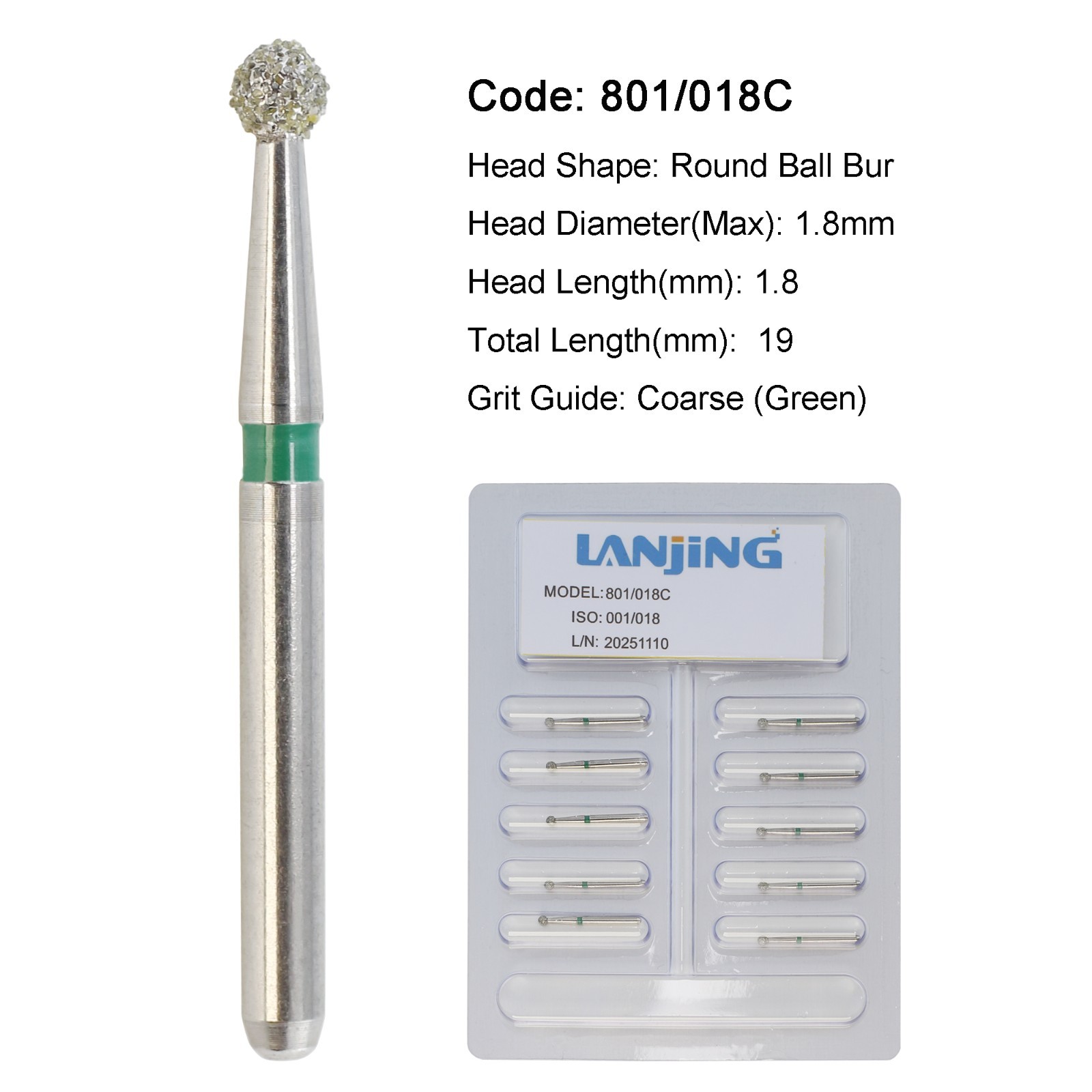 Dental Carbide Burs Diamond Burs Round FG 4 6 8 2 Friction Grip High Speed 801