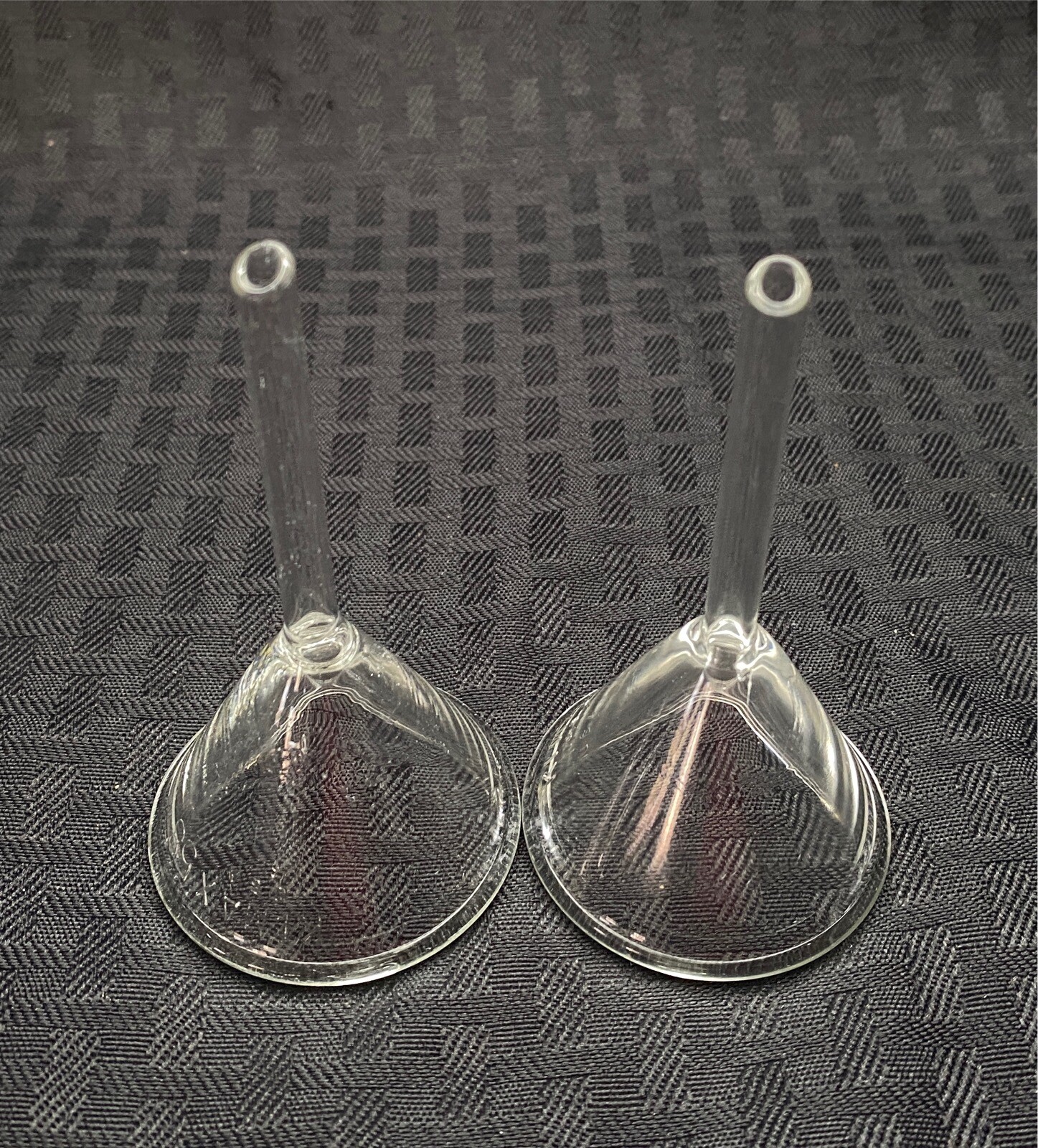Set of (2) Kimble Kimax Glass 45mm 58º Short Stem Filling Funnel 28950-45