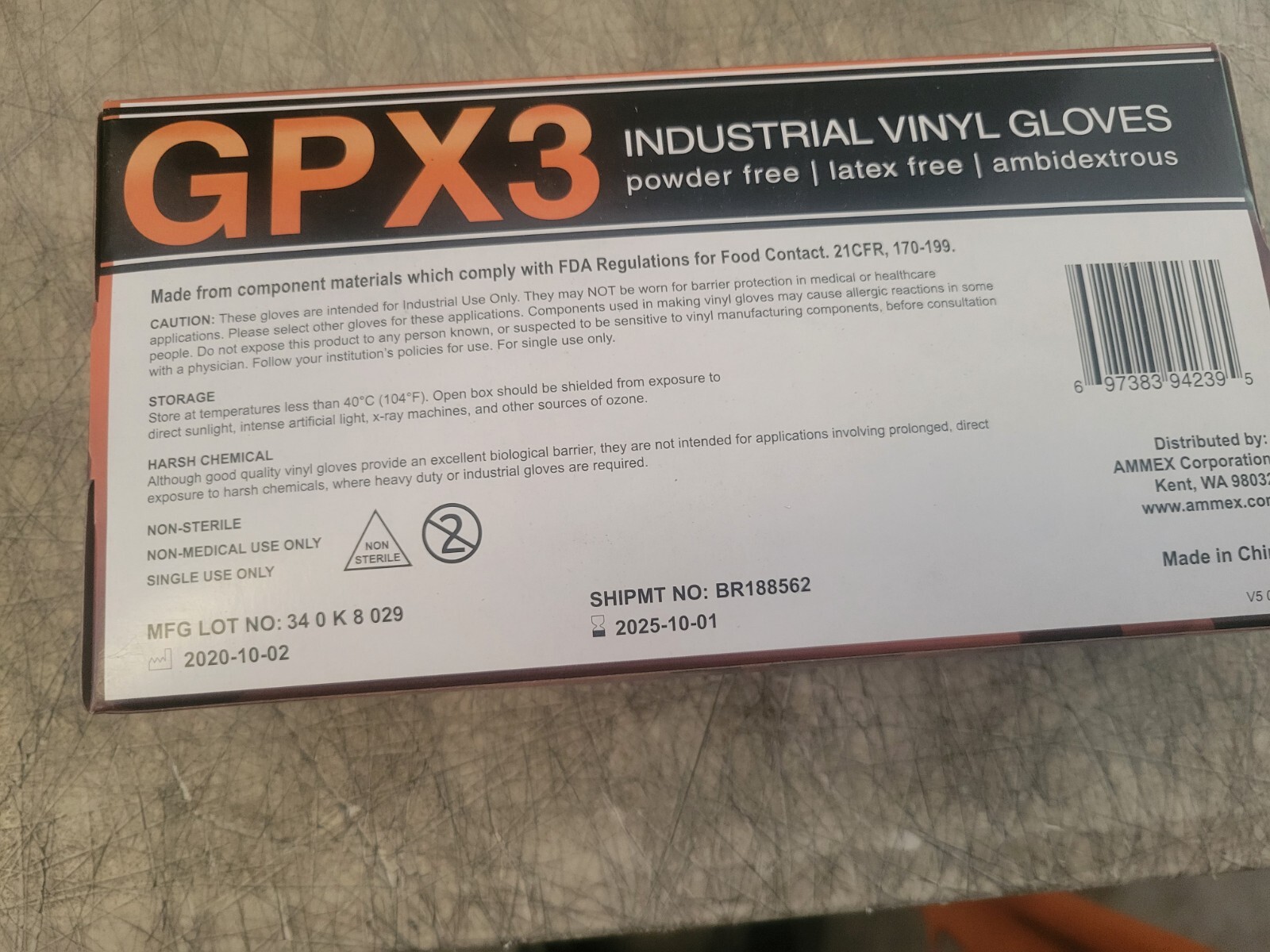 INDUSTRIAL VINYL GLOVES GPX3 SIZE SMALL (CASE OF 1000)