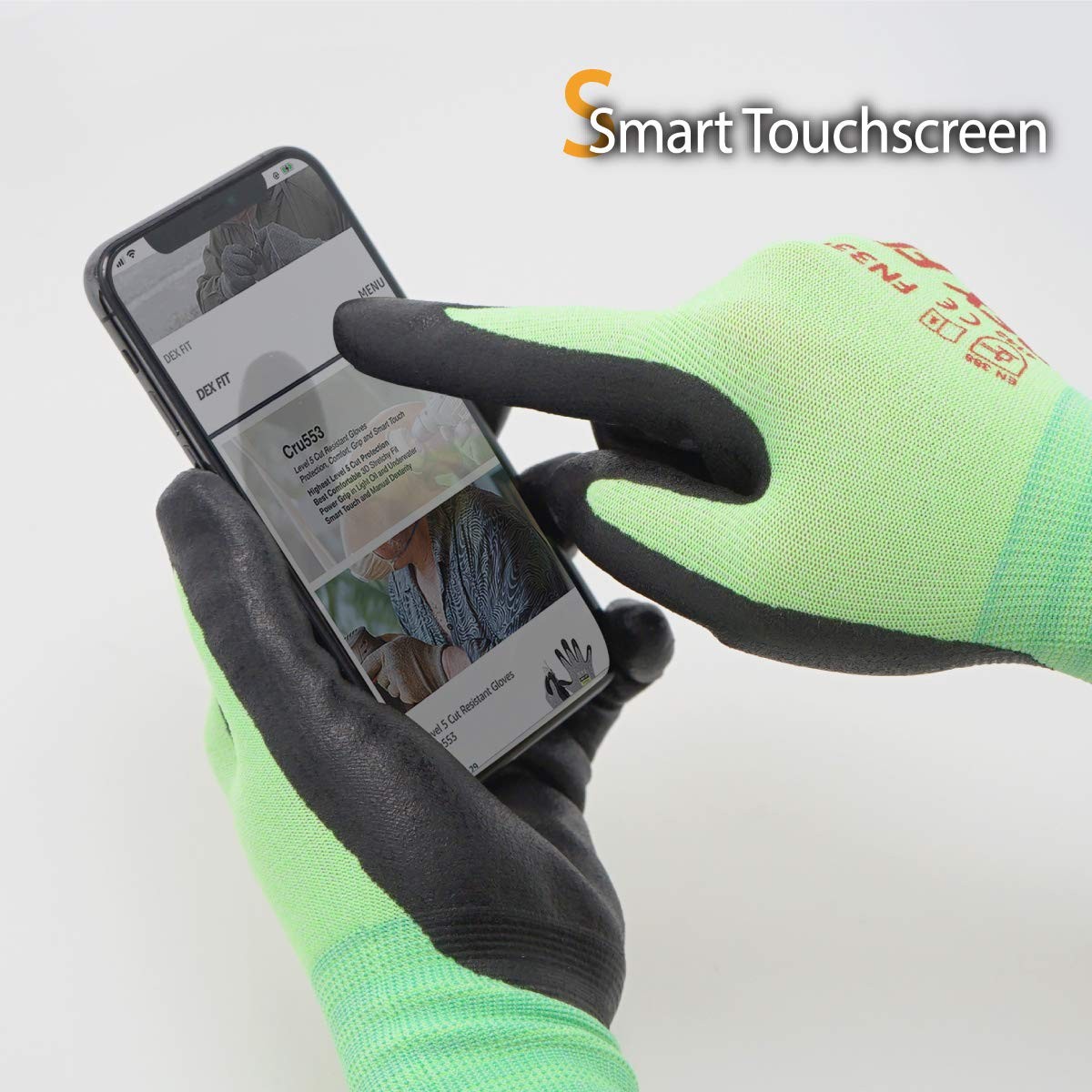DEX FIT Nitrile Work Gloves FN330, 12 Pairs, 3D Comfort, Firm Grip, Thin, Washab
