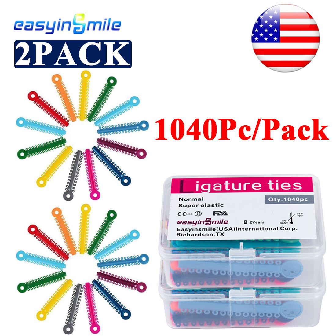 2040Pcs Dental Orthodontic Elastic Ligature Ties Rubber Power Bands for Braces