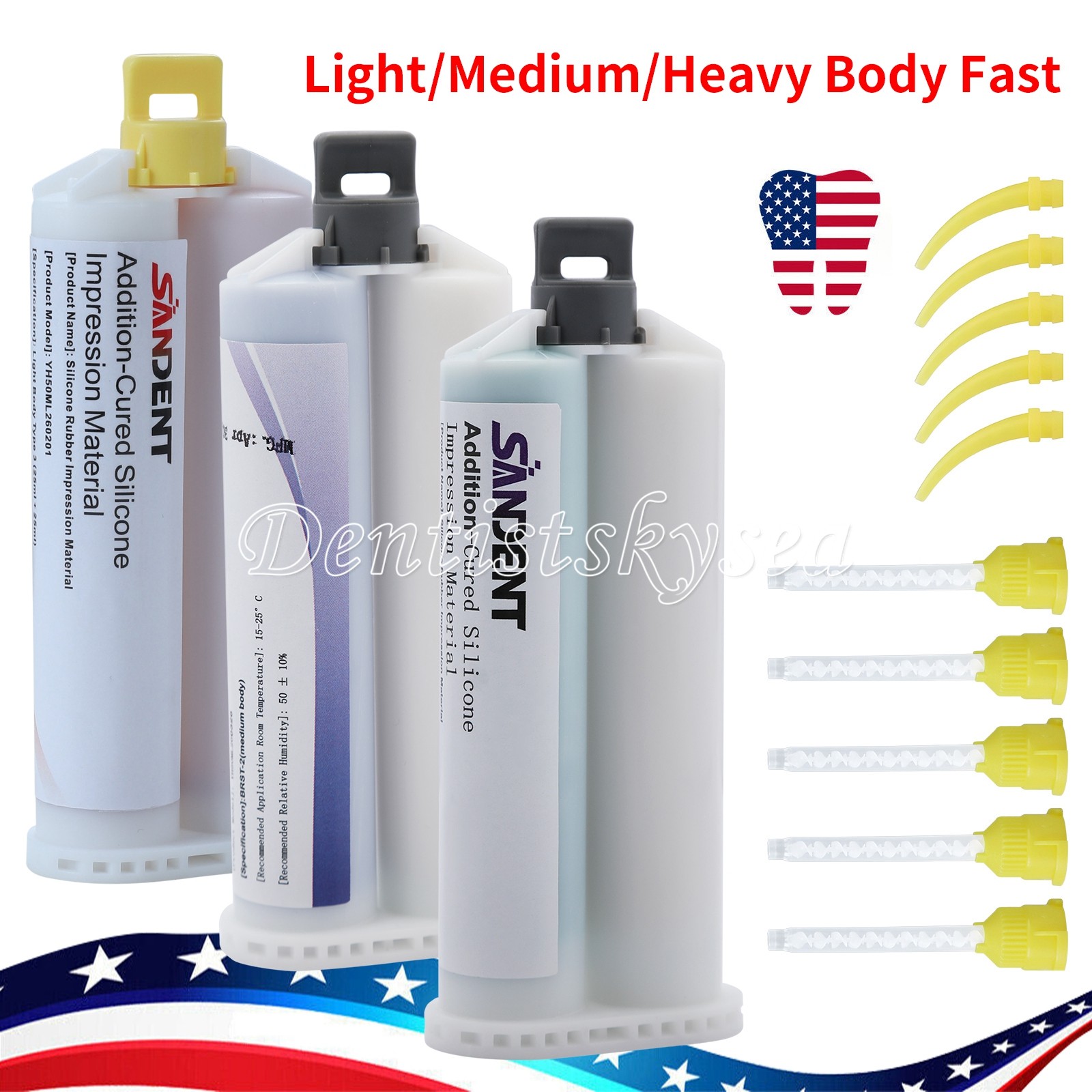 LIGHT MEDIUM HEAVY Body Impression Material Dental VPS FAST SET 50ML Cartridges