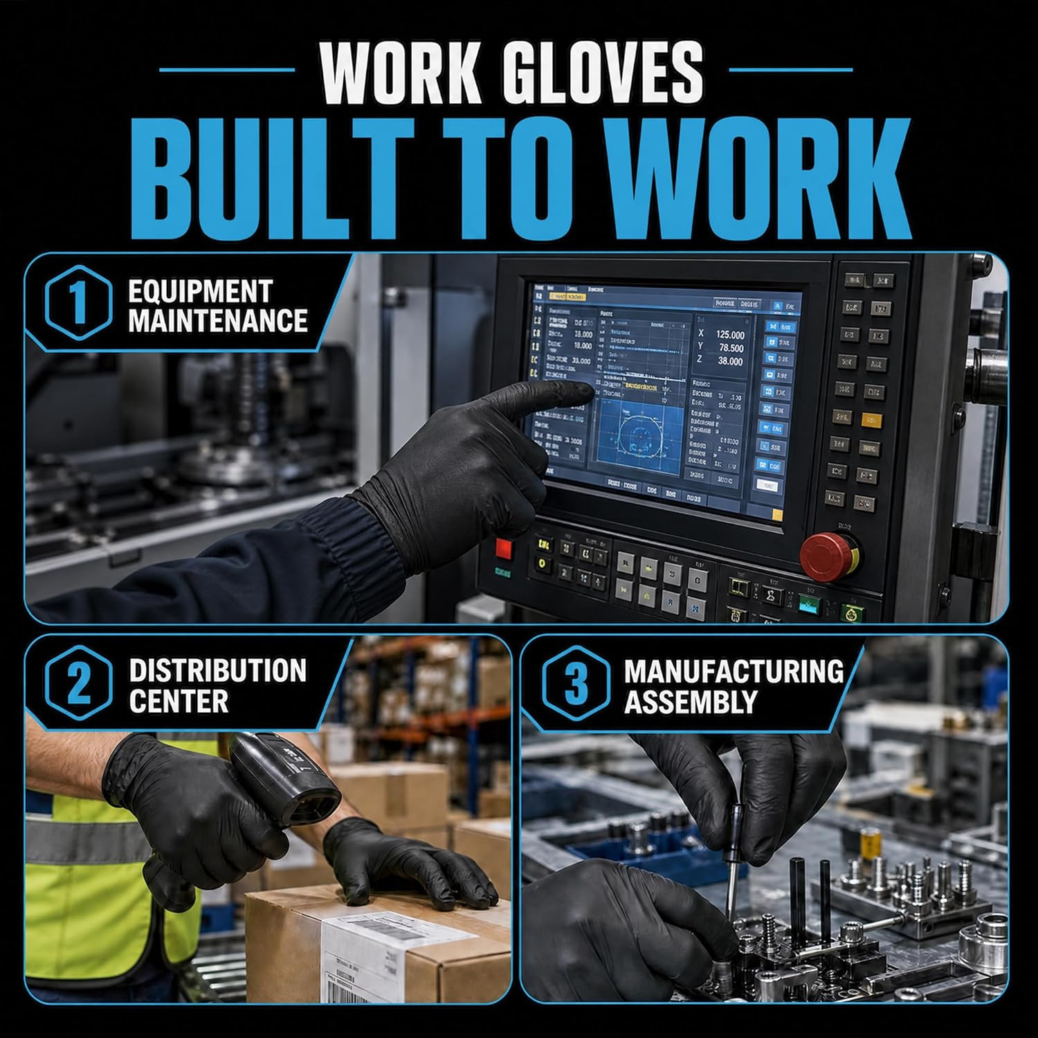 HEAVY DUTY 6 Mil Nitrile Black Gloves Disposable Latex Free Rubber Cooking Clean