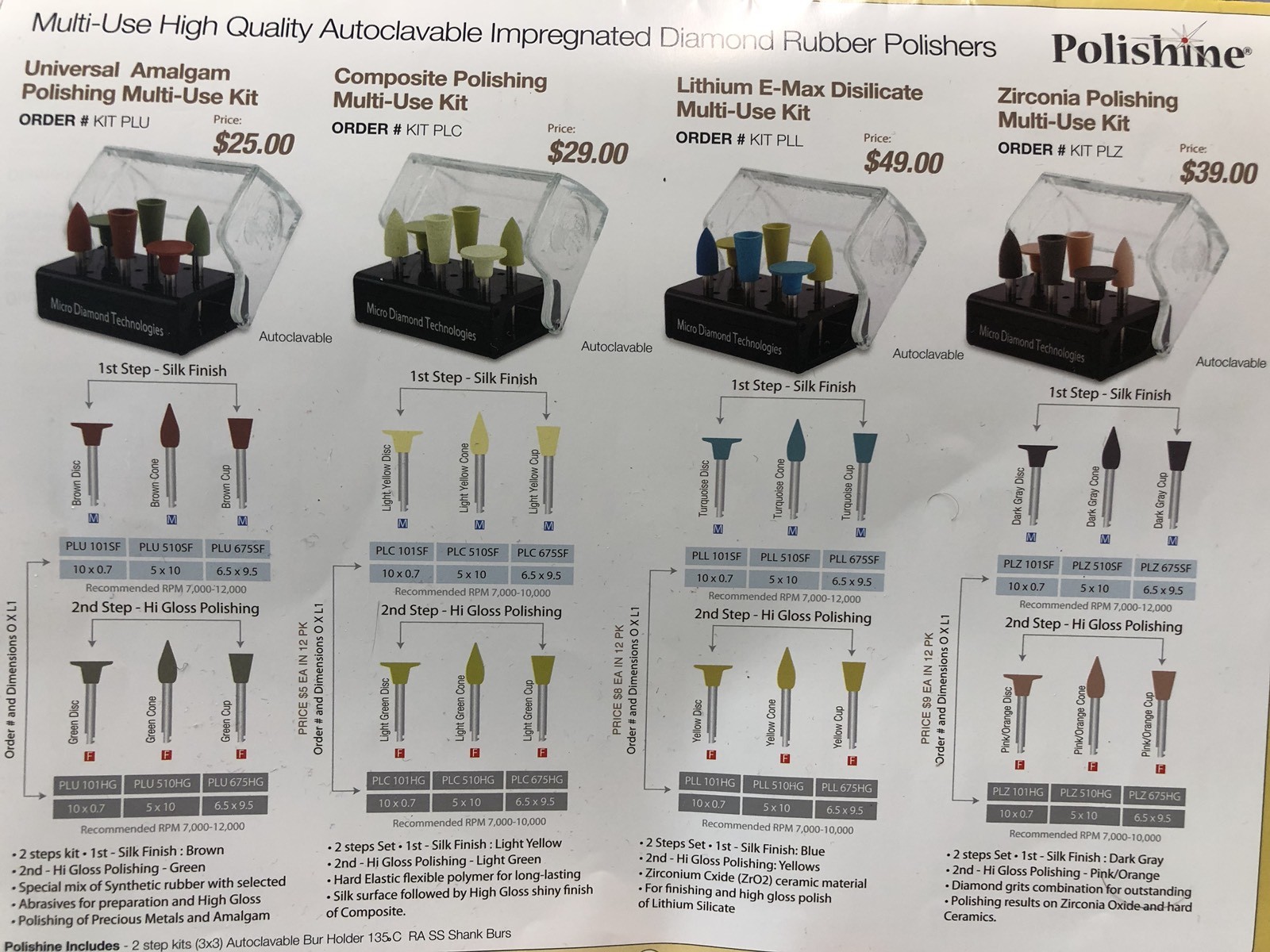 MDT Dental PLC Composite Polishing System Including Autoclavable Bur Block