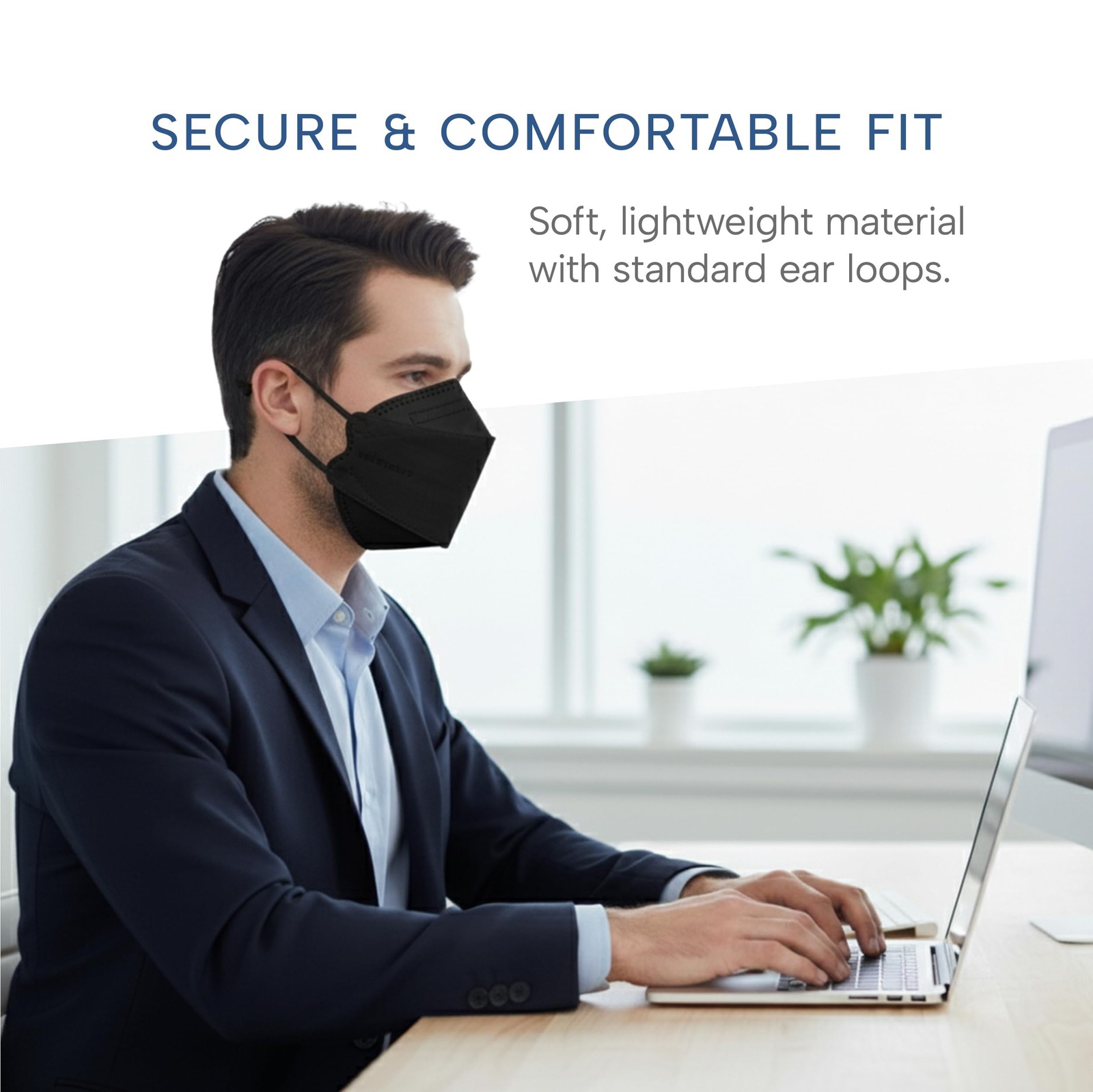 Welcome Series KN95 3D Face Mask, Black, Medium, Pack of 50
