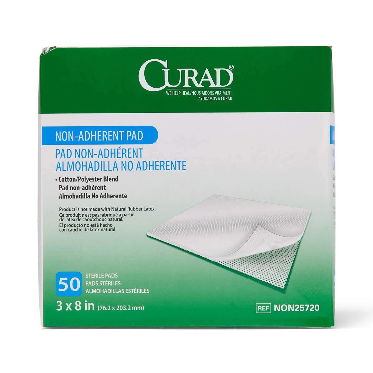 CURAD Sterile Non-Adherent Pad 3×8 Pack of 50 FROM USA