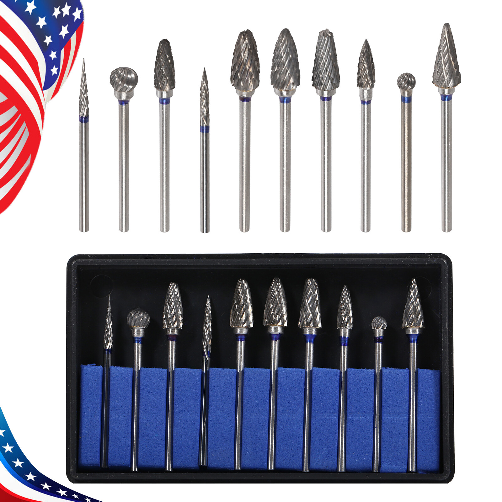 10pcs Dental Lab Polishing Bur Drills Tungsten Steel Carbide Burs HP 2.35MM ns