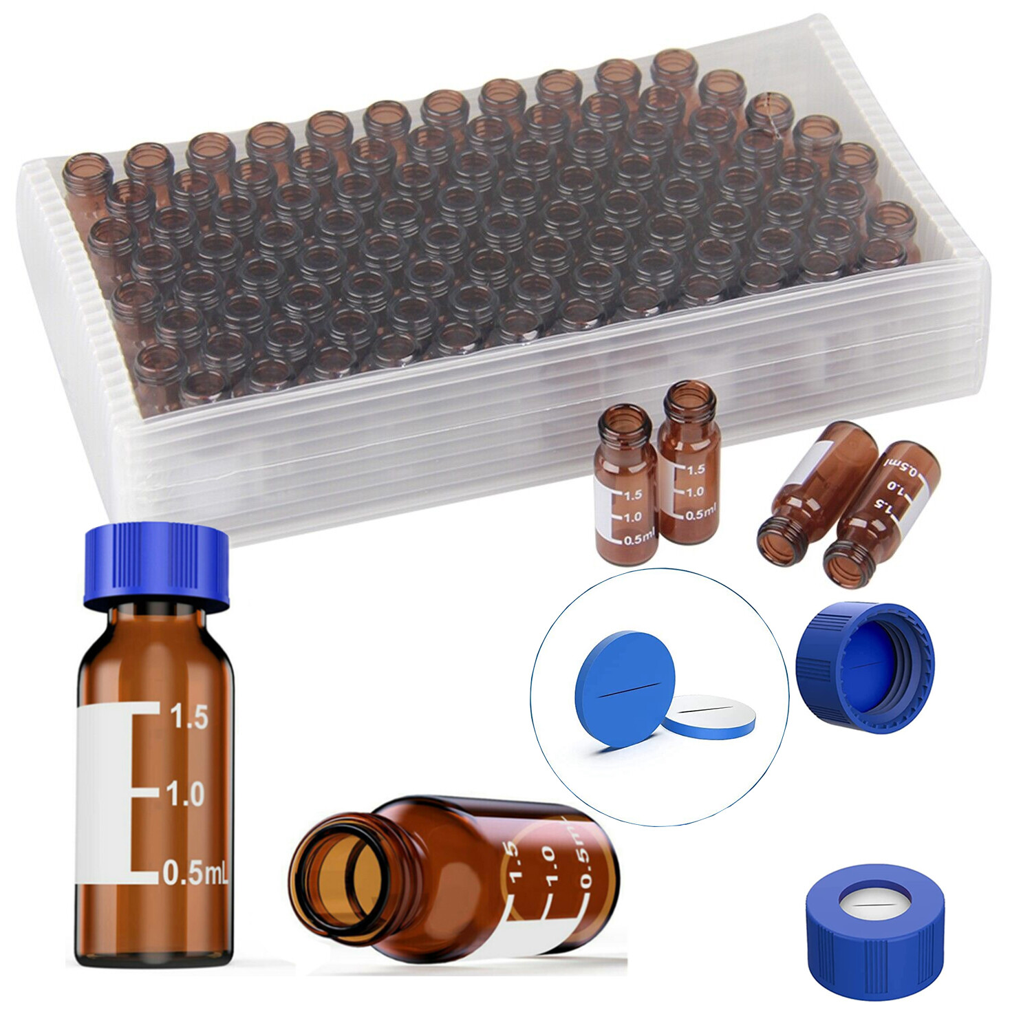 2mL Autosampler Amber Vials 9-425 Screw Cap|250ul Vial Inserts Micro-Insert
