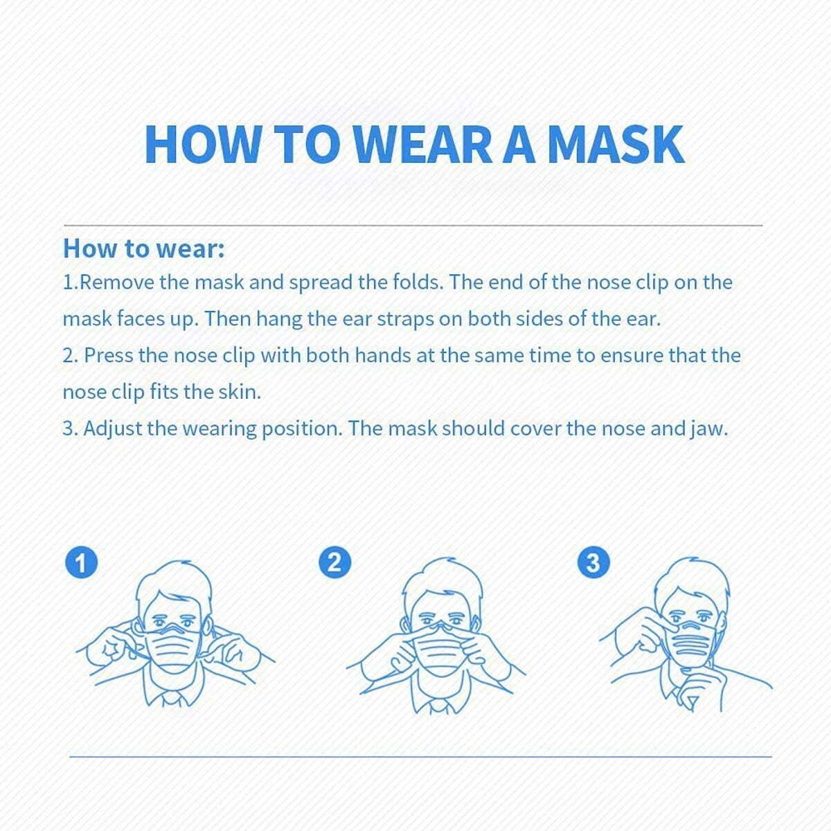 100pk Disposable Face Mask for Adults, 3 Layer Protective Ear Loop Mouth Cover