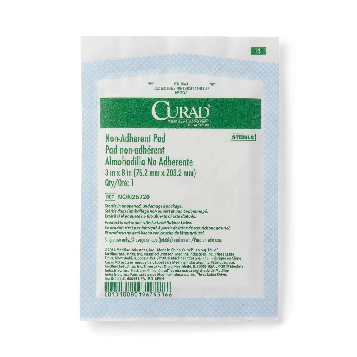 CURAD Sterile Non-Adherent Pad 3×8 Pack of 50 FROM USA
