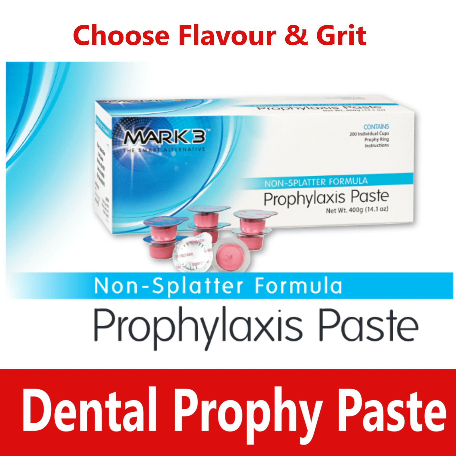 Dental Prophy Paste Upto 400 Cups Prophylaxis Non Splatter Mark3 All Grits