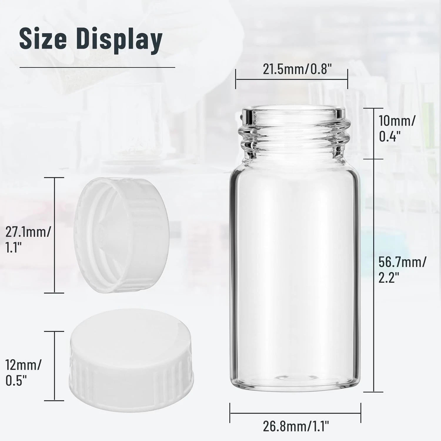 20ml Scintillation Vial Liquid Sample Vials Clear Glass Vials Cone Liner 1000pcs