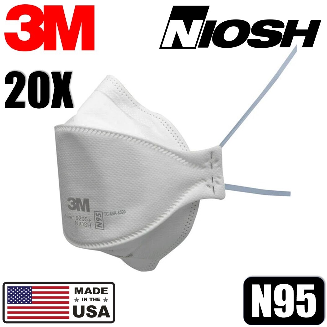 3M Aura 9205+ N95 NIOSH Approved Particulate Respirator Face Mask | USA Made |