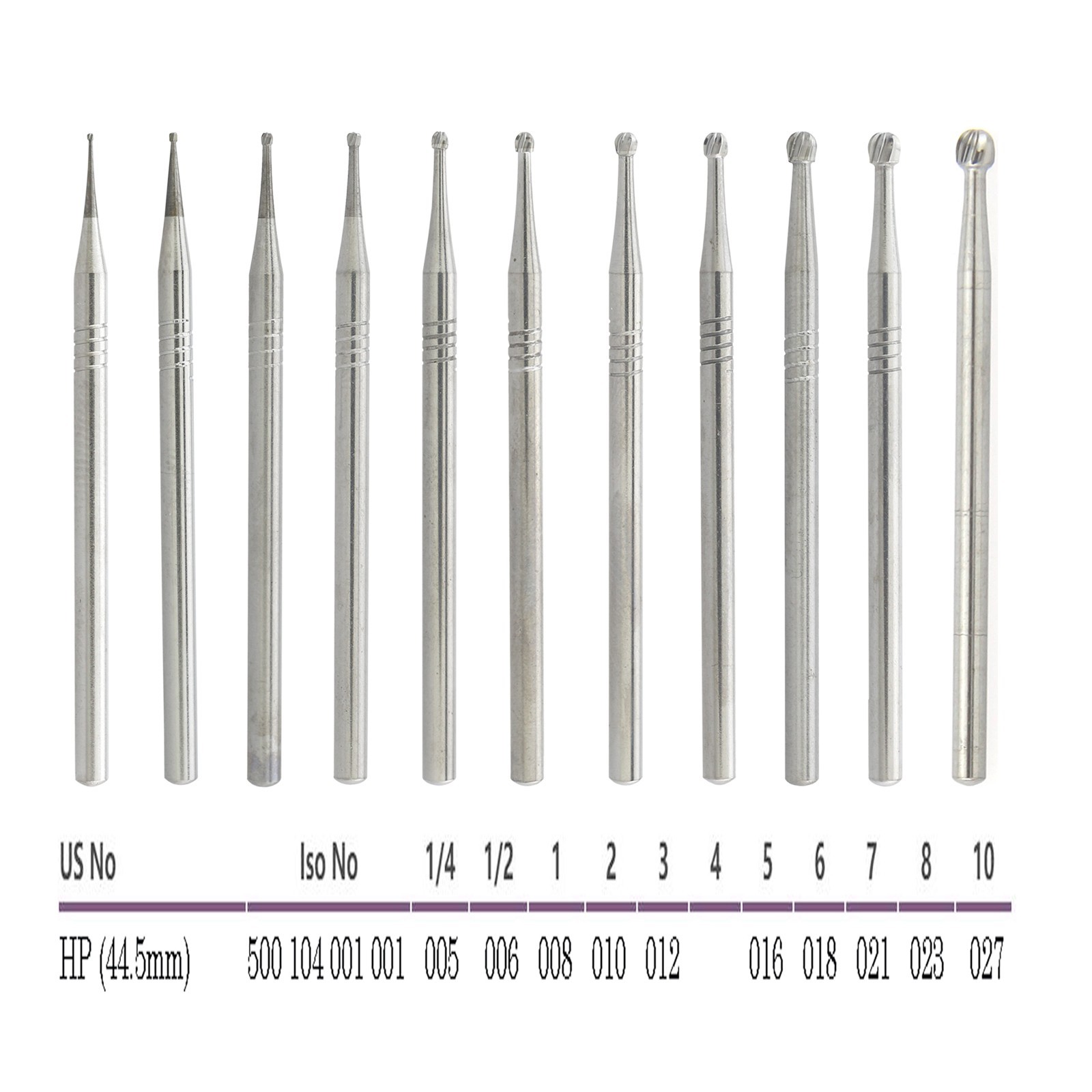 Wave Dental HP Burs Carbide Round HP 1/4 6 8 Long Straight Low Speed Bur 44.5m