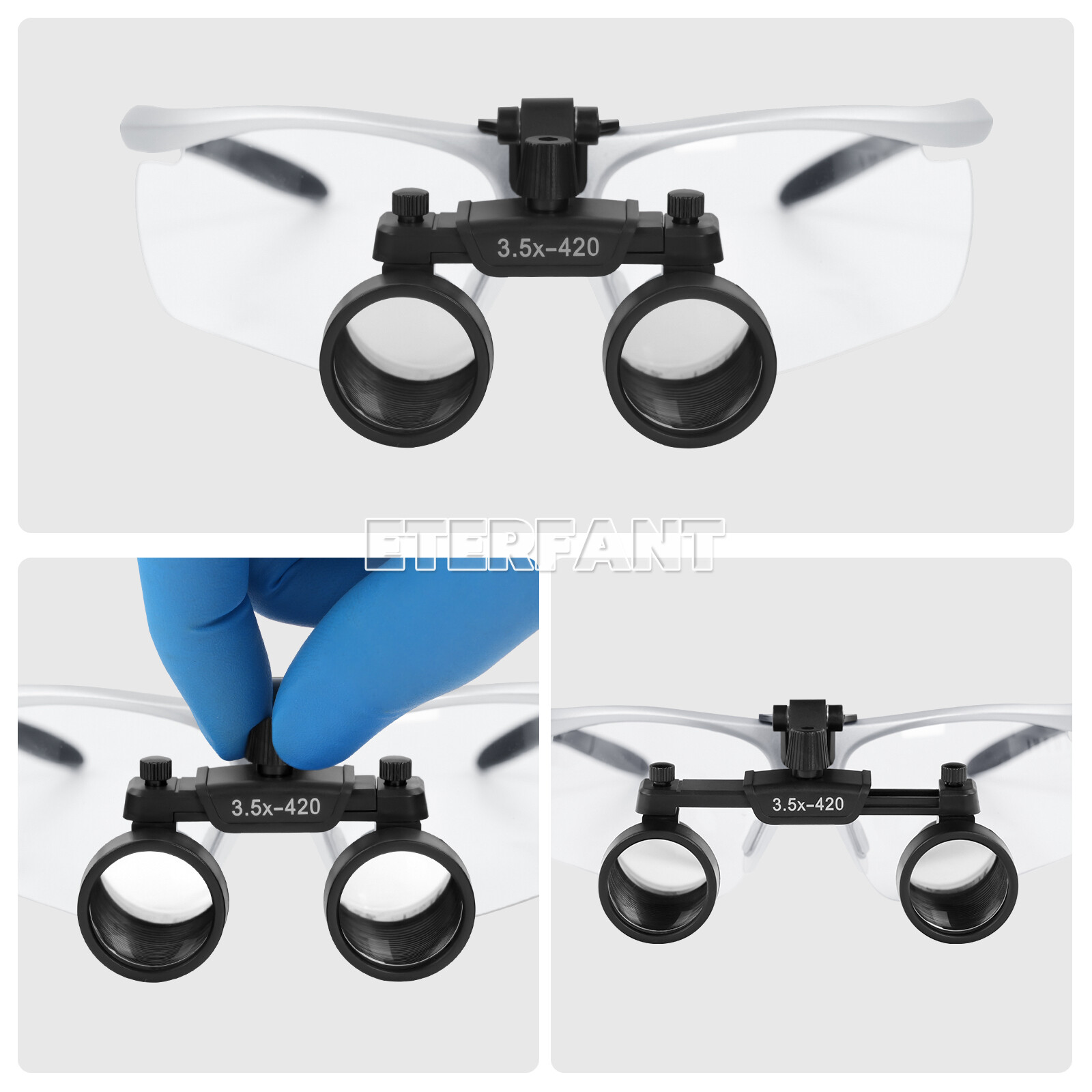 ETERFANT Dental Surgical Binocular Magnifier Loupes High-Definition 3.5X Silver