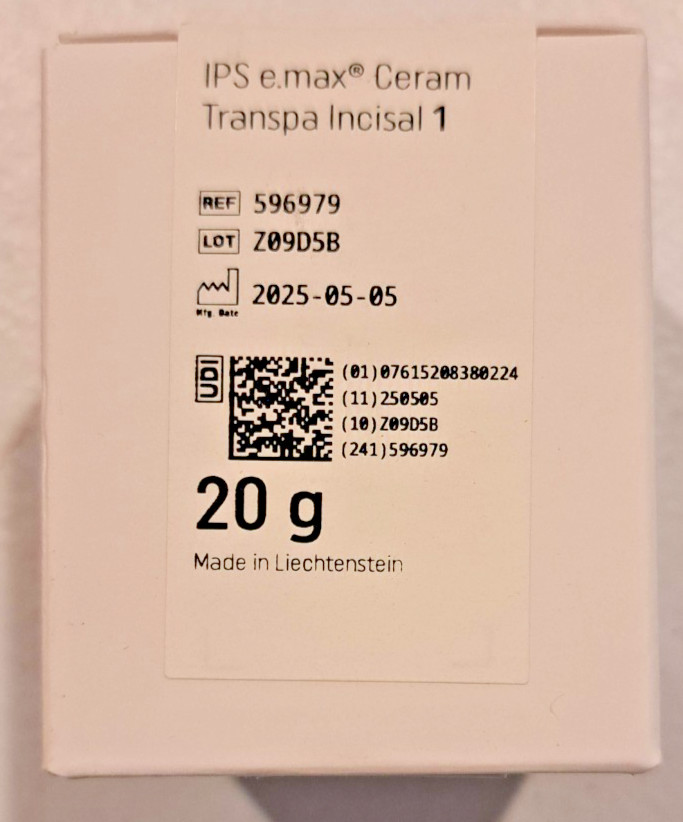 Ivoclar IPS e.max Ceram Shade Transparent Incisal 1 20g Refill 596979