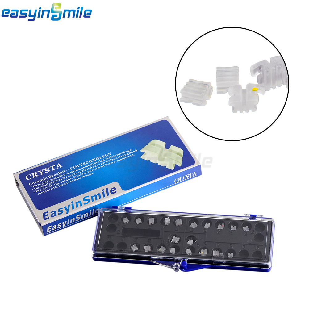 5Kits Dental Orthodontic Brackets Ceramic Clear Mesh Base ROTH 345 Hook 022