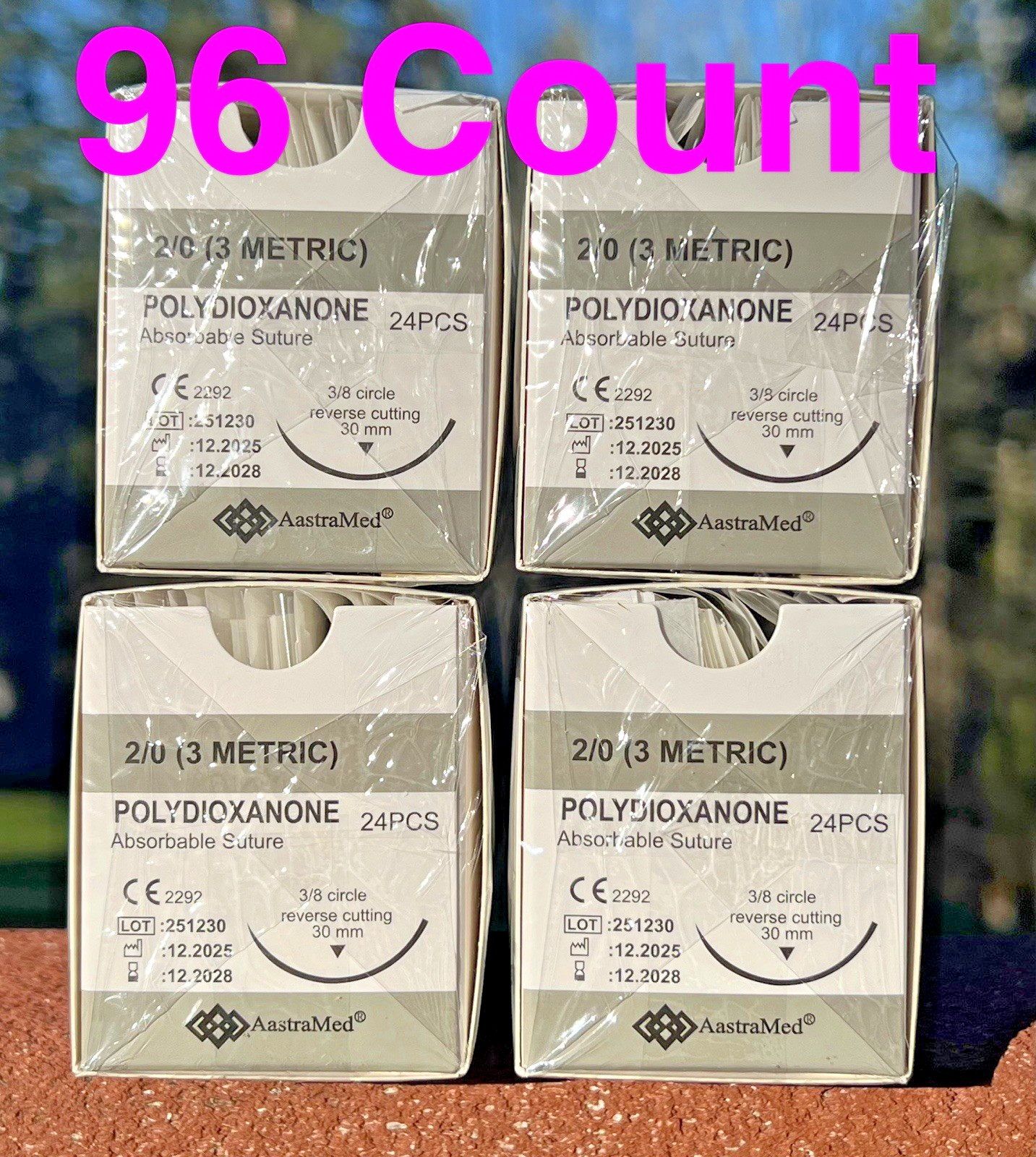 PDS PDO 2/0 Veterinary Suture 96ct Reverse Cutting, 3/8 Circ Surgical Dental