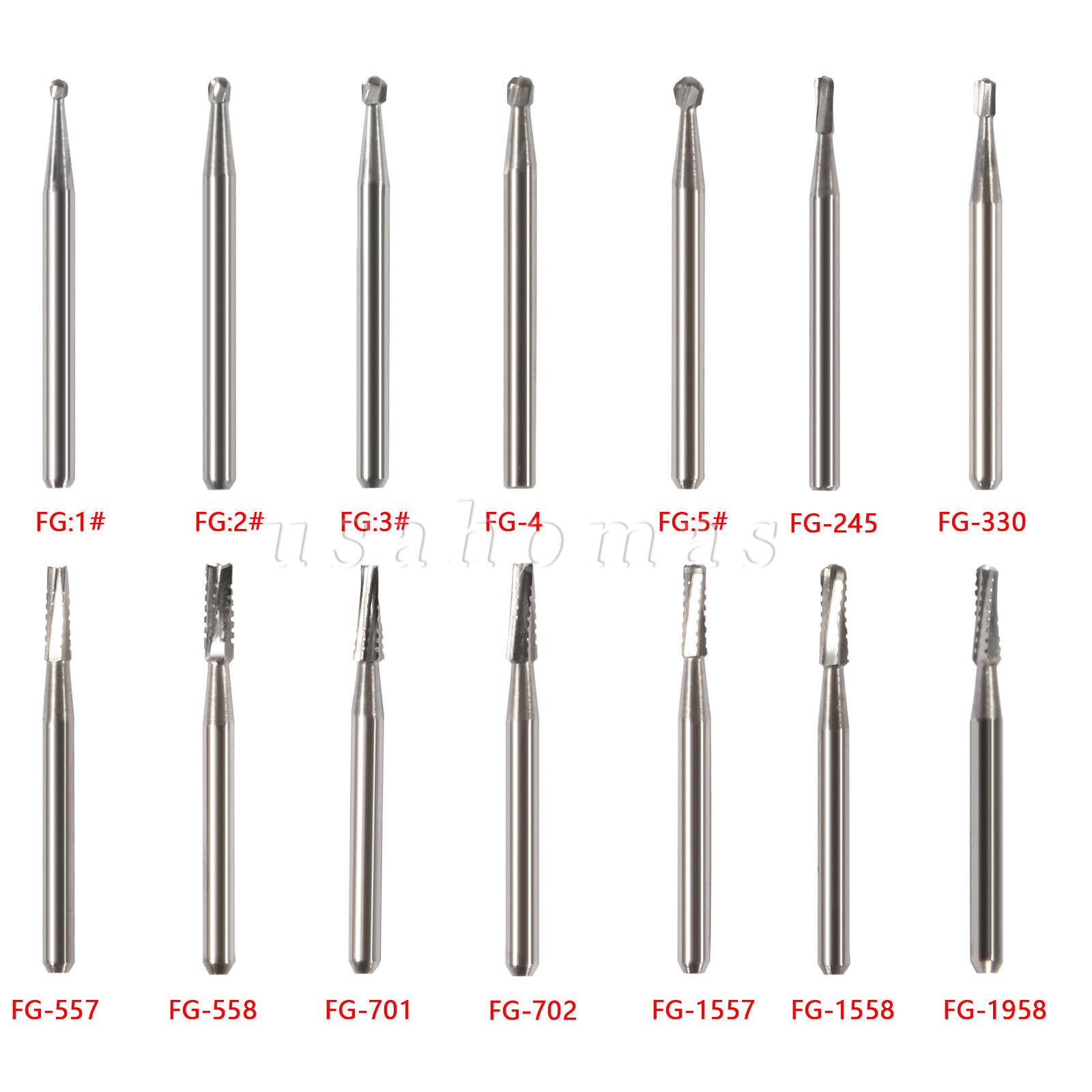 Dental Fissure Tungsten Steel Carbide Burs High Speed Handpiece FG 557/558