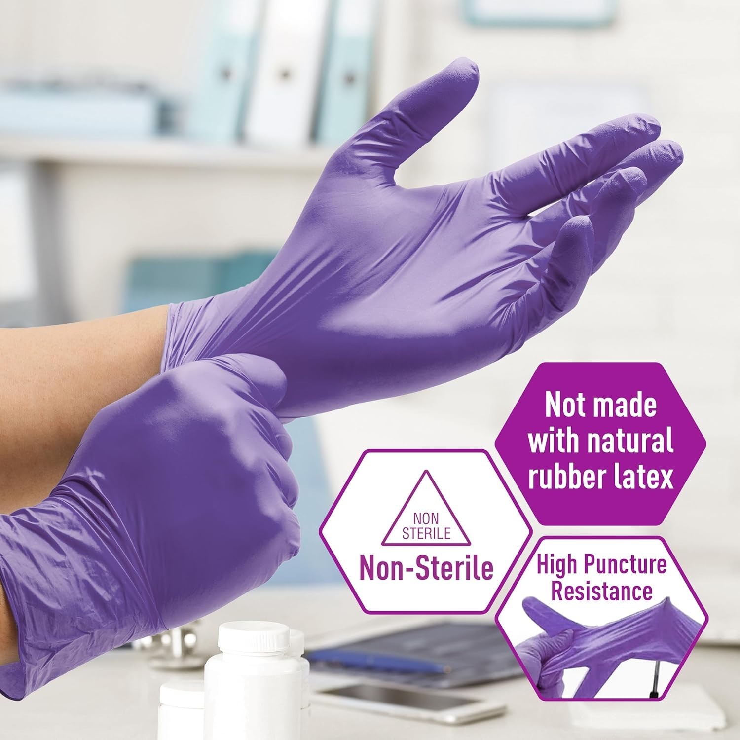 MedPride Nitrile Exam Gloves Medium Powder Free Iris Blue Box of 100 Disposable*