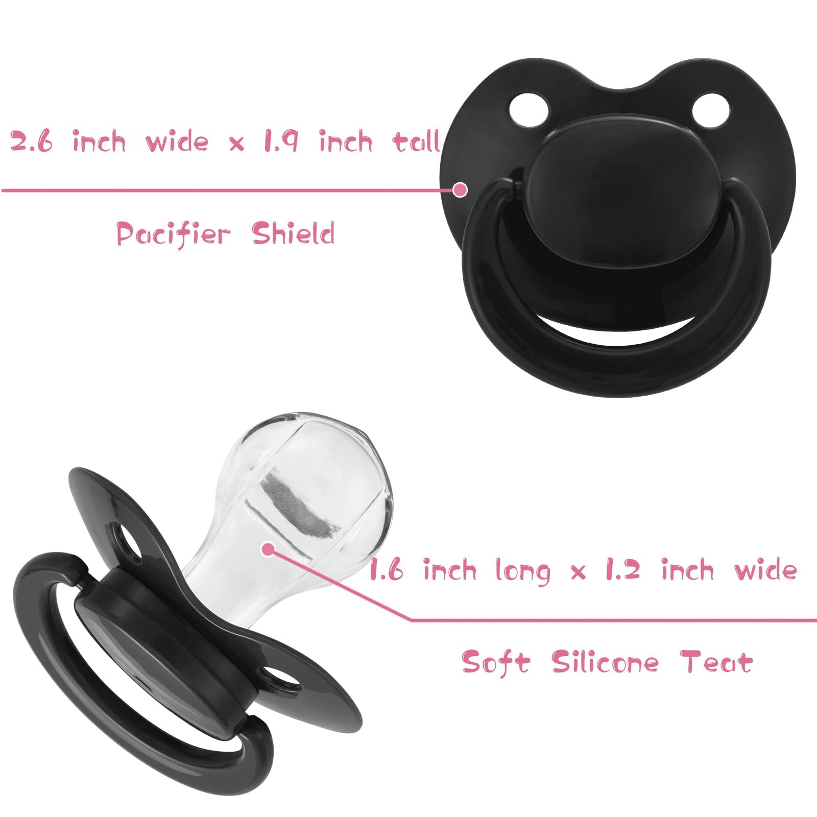 Somniumnight Adult Sized Pacifier Bigshield : Replacement Silicone Paci Black
