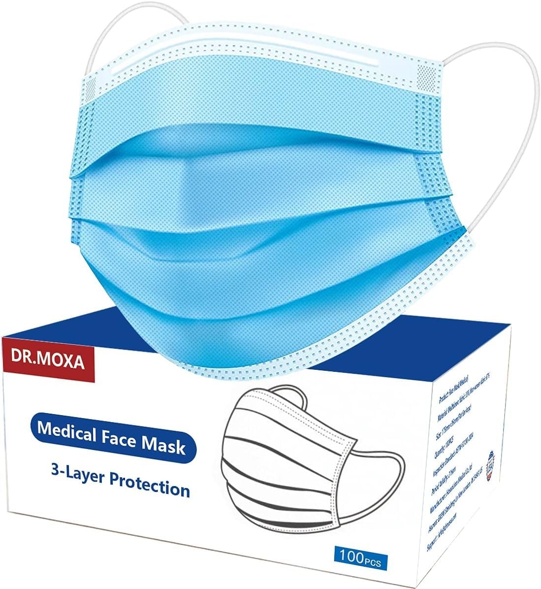 100 Pack Medical Disposable Face Masks for Protection, 3 Layers Safety Face M…