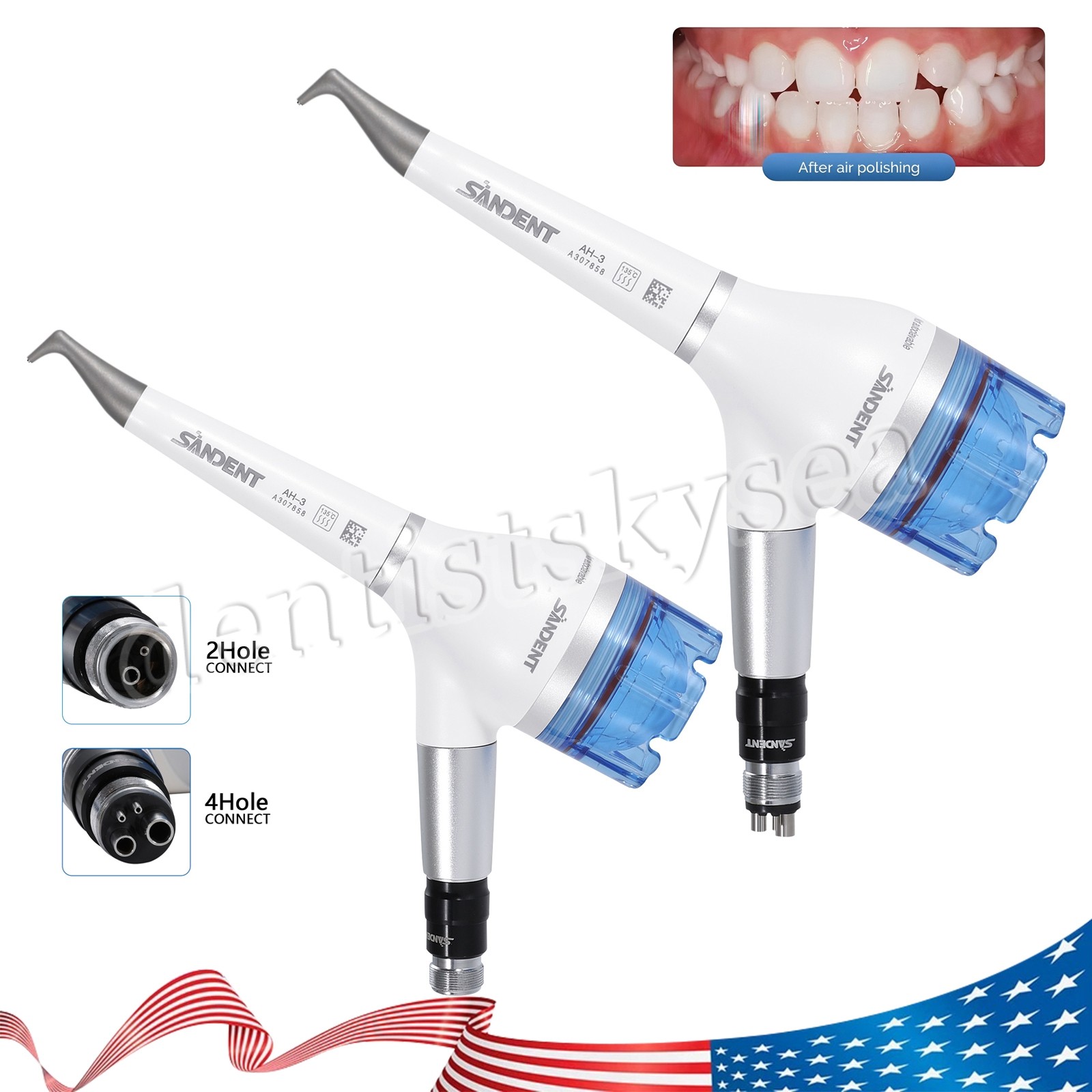 Dental Air Flow Teeth Polisher /Micro Blaster Sandblasting Handpiece 4Holes