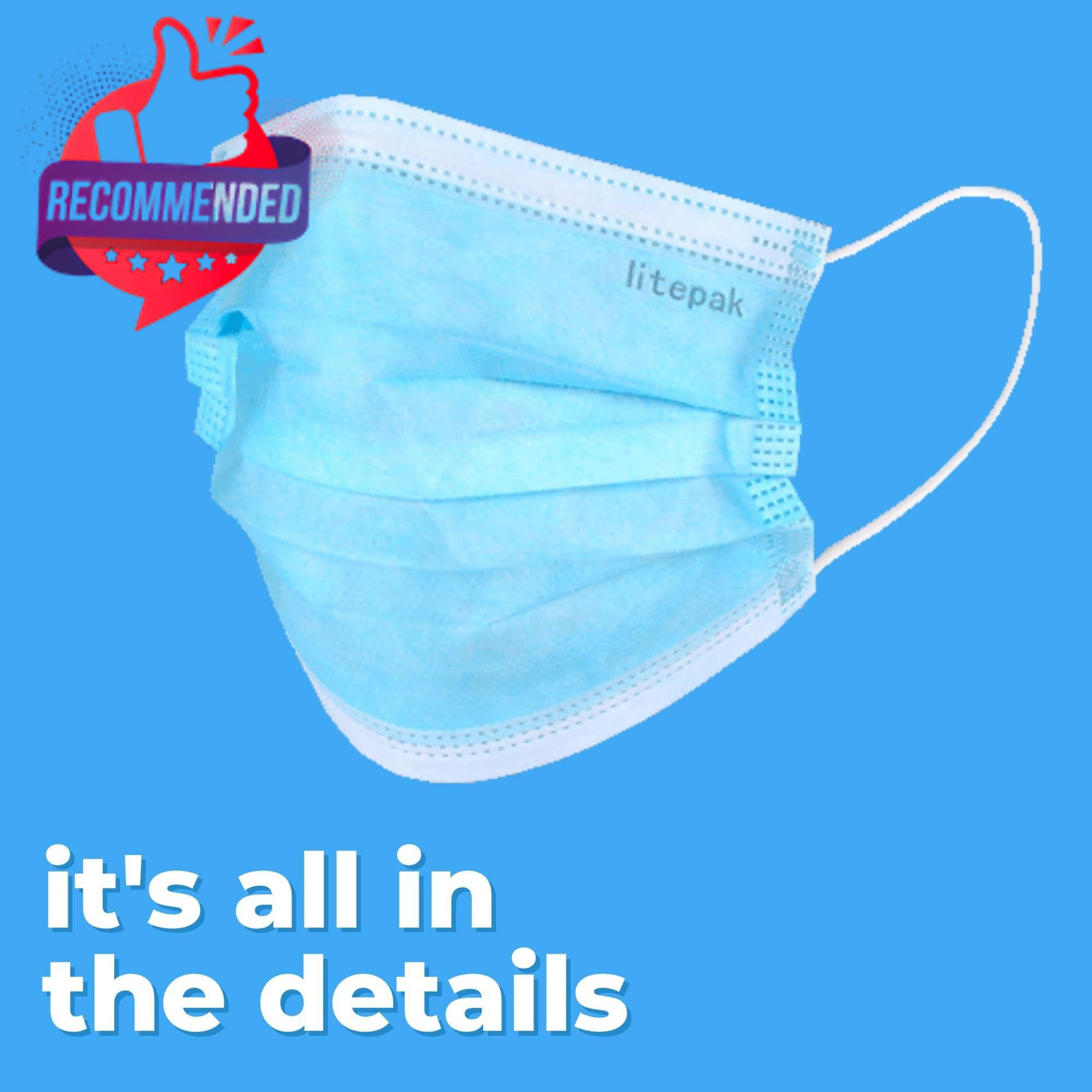 2,000pcs Disposable Face Masks- 3 Ply Breathable Mask For Adults – Blue (40