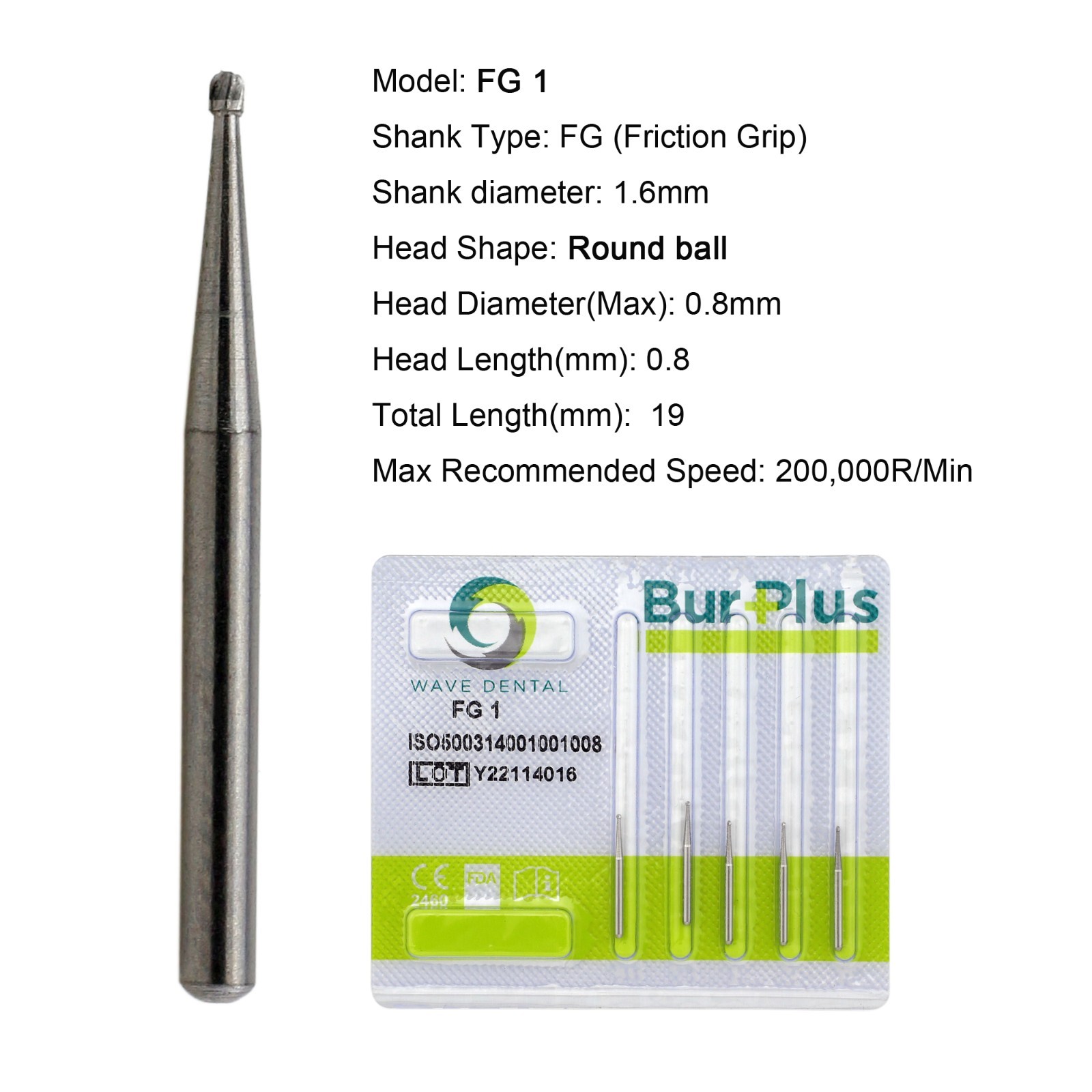 Dental Carbide Burs Diamond Burs Round FG 4 6 8 2 Friction Grip High Speed 801
