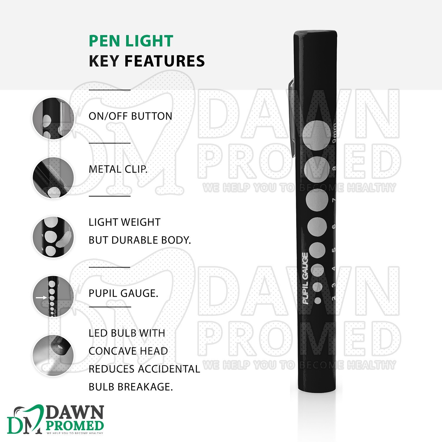 10 Pcs Penlights Set – Colorful Pupil Gauge Penlights For Nurse Doctor Paramedic