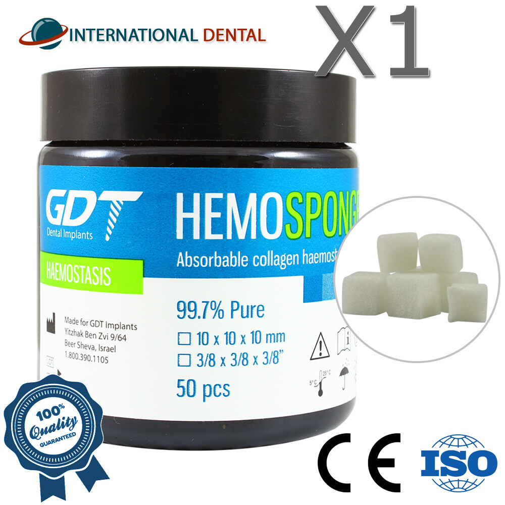 GDT Abs0rbabl Hypoallergenic Collagen Sponge Gelfoam 50pcs Cubes Dental