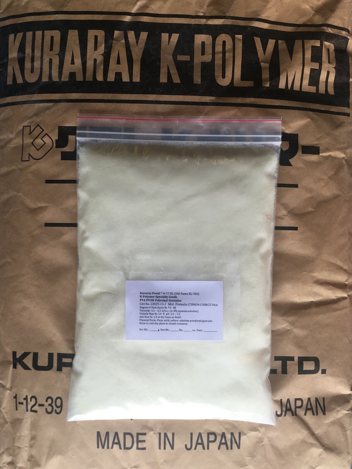 Polyvinyl Alcohol 500g PVA PVOH Kuraray Poval 6 77 KL Polymer 22625 12 1 KL 506