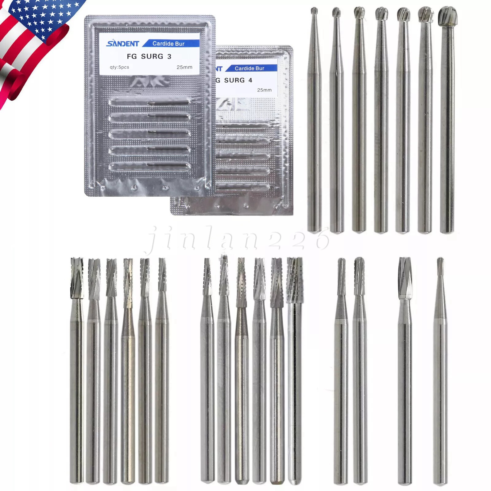 Dental Carbide Surgical Burs FG SURG 2 3 4 5 330 557 Long Shank High Speed