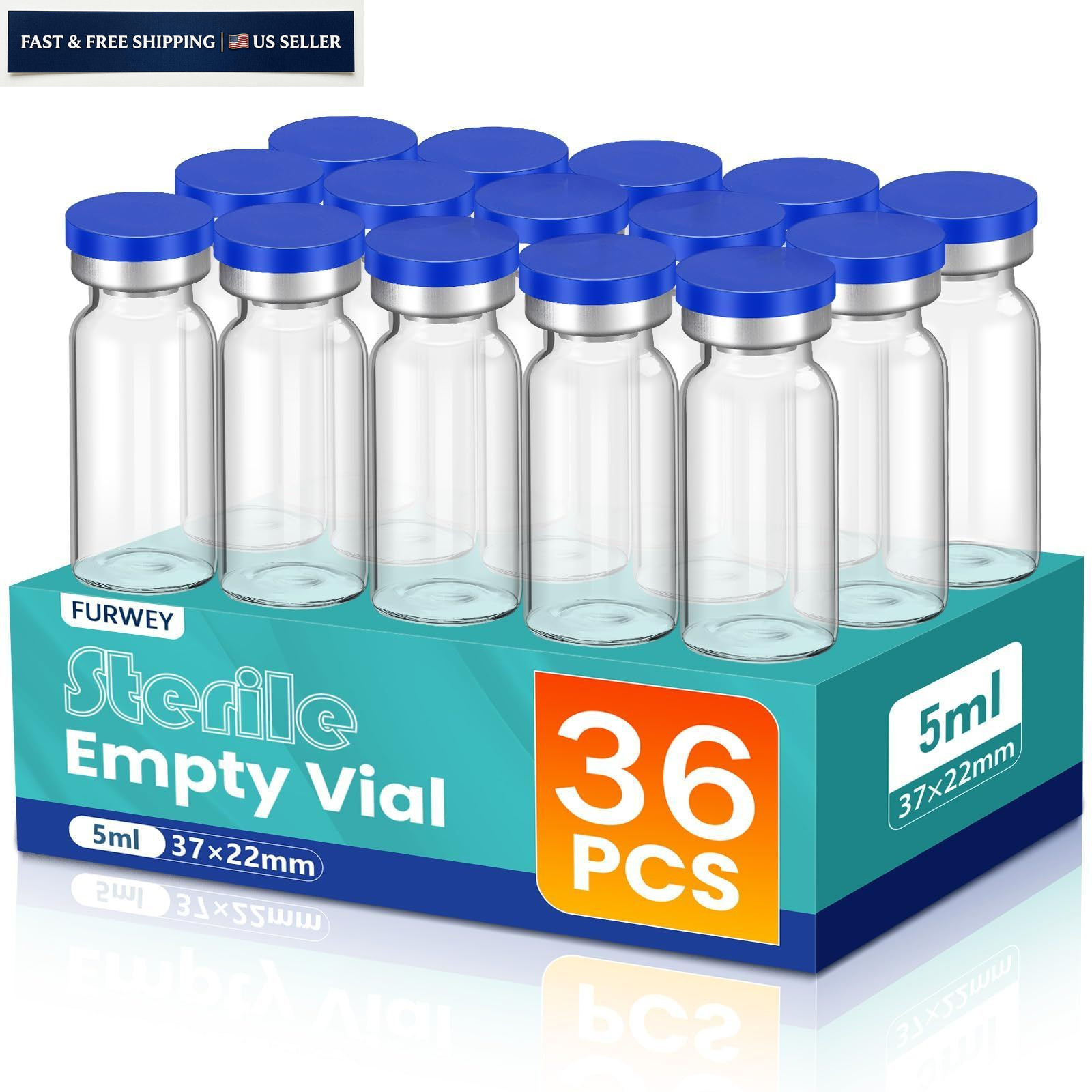 FURWEY 5ml Sterile Vials with Self Healing Injection Port and Sealing 5ML-36P