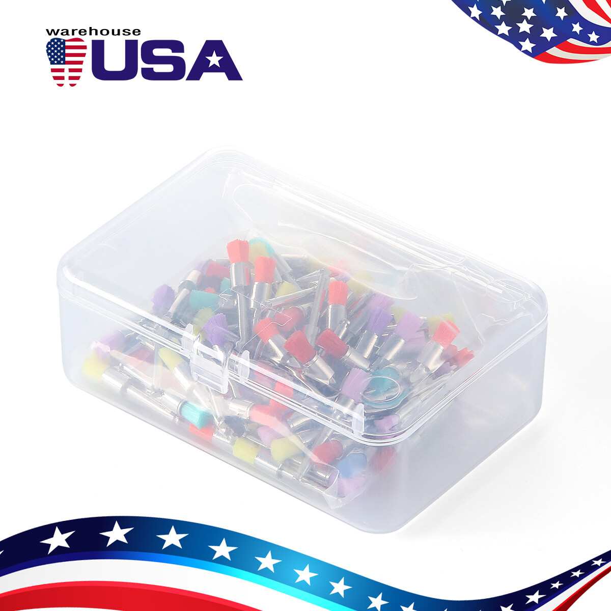 100pcs/Pack Dental Nylon Polishing Polisher Prophy Brushes Flat Latch Type RA