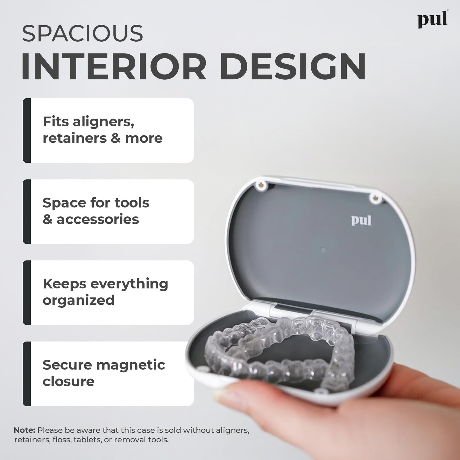 PUL Retainer Case for Invisalign & Clear Aligners – 1 Count (Pack of 1), Gray