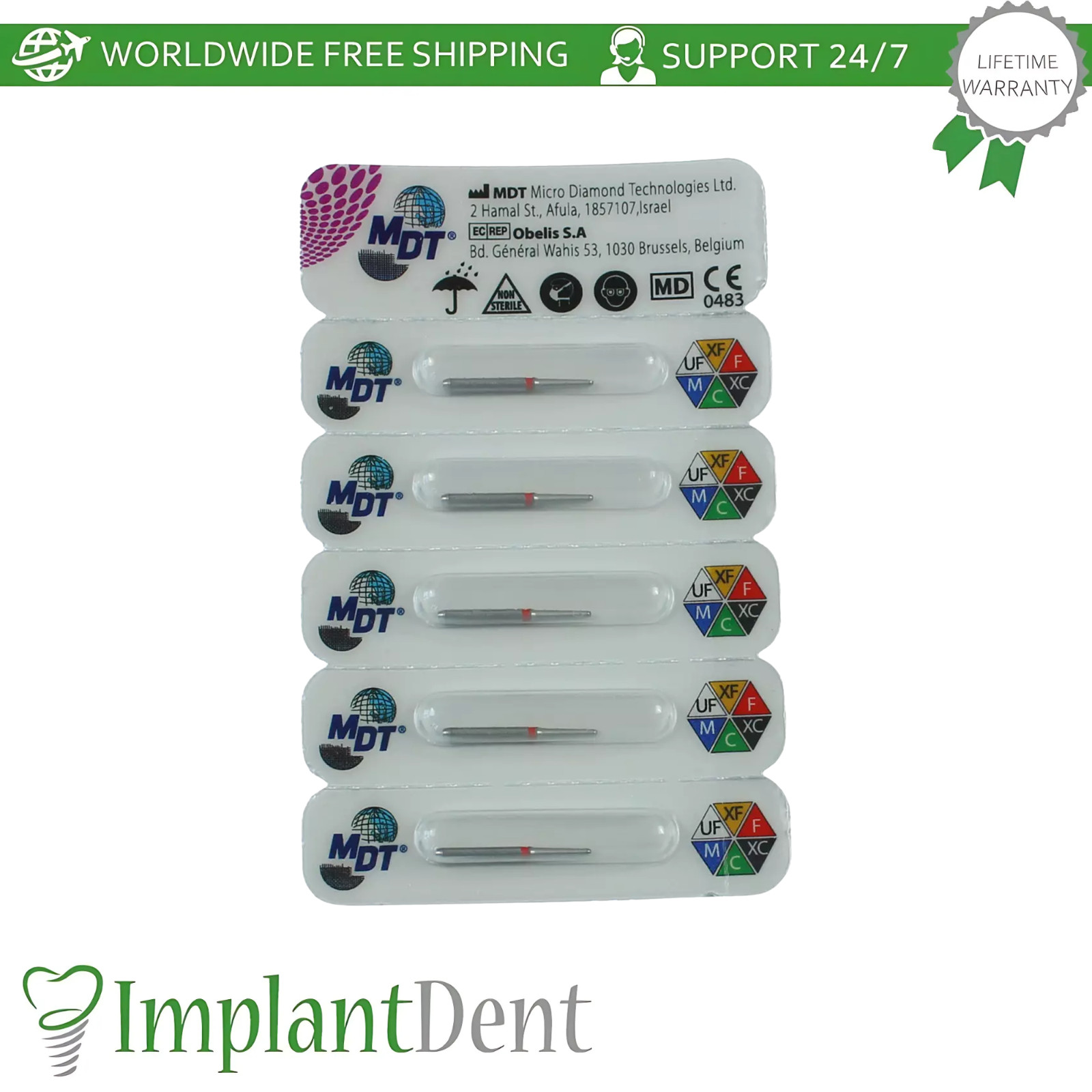 Dental MDT Flat End Cutting FG Diamond Burs 179R Fine Grit Shaping Surfaces