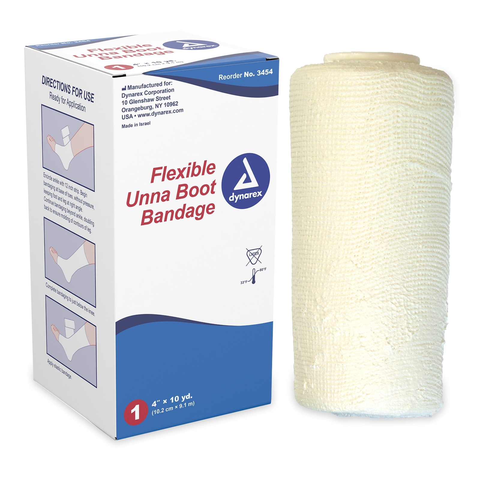 Dynarex Unna Boot White 4″ x 10 Yd with Zinc Oxide 3454 1 Ct