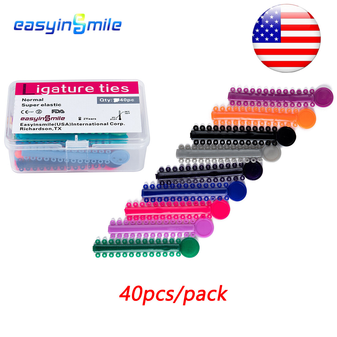 1040pcs Dental Orthodontic Ligature Ties Braces Elastic Rubber Bands Mix Colors